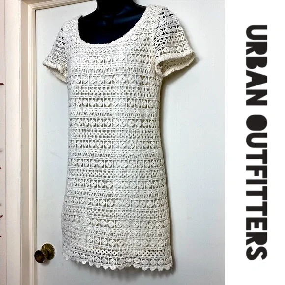 staring at stars crochet dress ANTHROPOLOGIE STARING at Stars Crochet Dress Festival Tiered Lined Size Medium